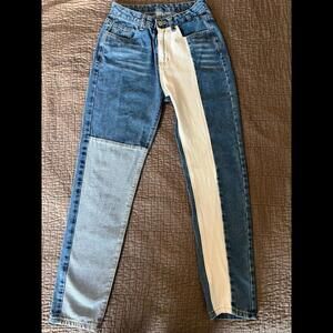VTG Romwe Two Toned Denim Jeans Size Small 4